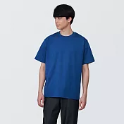 【MUJI 無印良品】男棉混天竺圓領短袖T恤 XS 藍色