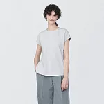【MUJI 無印良品】女棉混天竺法式袖T恤 XL 淺灰