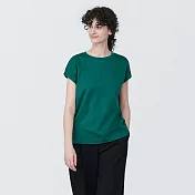 【MUJI 無印良品】女棉混天竺法式袖T恤 XS 綠色