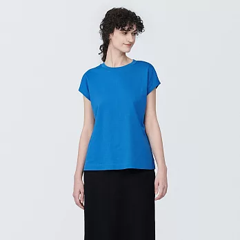 【MUJI 無印良品】女棉混天竺法式袖T恤 XS 藍色