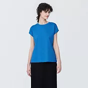 【MUJI 無印良品】女棉混天竺法式袖T恤 M 藍色