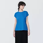 【MUJI 無印良品】女棉混天竺法式袖T恤 XL 藍色