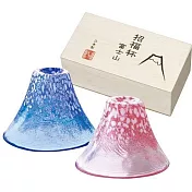 【Toyo Sasaki】日本朝福流彩玻璃冷酒杯木箱禮盒 ‧ 青赤富士