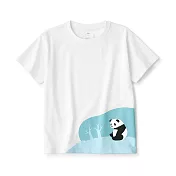 【MUJI 無印良品】兒童棉混聚酯纖維印花短袖T恤 110 大貓熊(柔白)