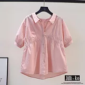 【Jilli~ko】夏季減齡設計感泡泡袖襯衫女 J11718 FREE 粉色
