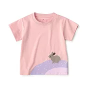 【MUJI 無印良品】幼兒棉混聚酯纖維容易穿脫印花短袖T恤 80 墨西哥兔(淺粉)