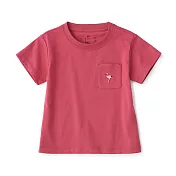 【MUJI 無印良品】幼兒棉混聚酯纖維容易穿脫刺繡口袋短袖T恤 80 安第斯紅鸛(煙燻粉)