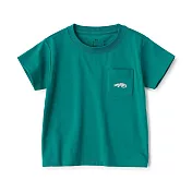 【MUJI 無印良品】幼兒棉混聚酯纖維容易穿脫刺繡口袋短袖T恤 100 暹羅鱷(深綠)