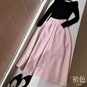 【初色】法式素色收腰顯瘦高腰蓬蓬傘裙半身裙-粉色-33047(M-XL可選) L 粉色