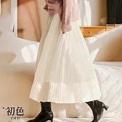 【初色】網紗氣質顯瘦高腰百褶A字半身裙-共3色-33048(M-XL可選) XL 白色