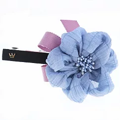 【PinkyPinky Boutique】柔美緞帶花朵髮夾 (灰藍)