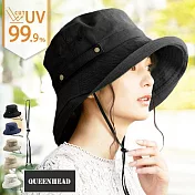 日本 QUEENHEAD 抗UV抗強風可拆卸帽繩防曬帽7004(男女適用) 黑色