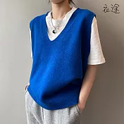 【衣途】學院風馬甲背心上衣(KDTY-B045) F 寶藍