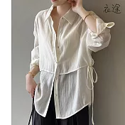 【衣途】設計感綁帶襯衫上衣(KDTY-B930) M 米白色