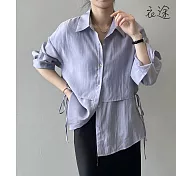 【衣途】設計感綁帶襯衫上衣(KDTY-B930) M 紫色