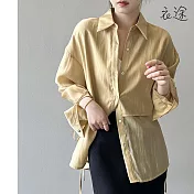 【衣途】設計感綁帶襯衫上衣(KDTY-B930) M 黃色