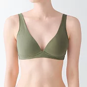【MUJI 無印良品】女棉混彈性無鋼圈低胸型胸罩 M 卡其綠
