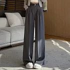 【MsMore】 西裝褲設計感垂感闊腿休閒直筒西裝長褲# 121025 M 灰色