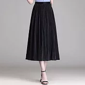 【MsMore】 高級感流光紗裙高腰顯瘦長款休閒百搭網紗半身長裙# 121063 L 黑色