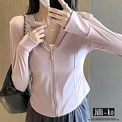 【Jilli~ko】中大尺碼冰感透氣薄款防曬服運動外套 L-XXL J11786 2XL 粉色