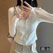 【Jilli~ko】中大尺碼冰感透氣薄款防曬服運動外套 L-XXL J11786 XL 白色