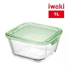 【iwaki】日本品牌耐熱玻璃微波盒-1L 方蓋/兩色任選(原廠總代理) 綠色