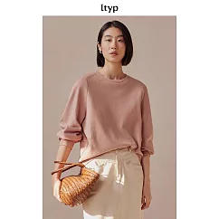 ltyp旅途原品 時尚分割剪裁通勤上衣 春季休閒百搭寬鬆圓領衛衣女 ML L 藕粉色