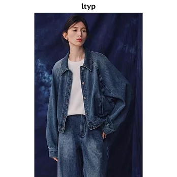 ltyp旅途原品 100%棉重磅雙紗牛仔外套 時尚文藝廓形襯衫女-不慌 ML  M 復古藍-環保水洗