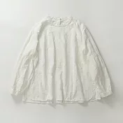 【ACheter】 全棉襯衫文藝復古蕾絲花邊寬鬆氣質長袖短版上衣# 121385 M 白色