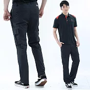 【遊遍天下】男款顯瘦多口袋彈性速乾涼爽吸排機能長褲(GP1036) L 黑色