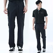 【遊遍天下】男款顯瘦多口袋彈性速乾涼爽吸排機能長褲(GP1036) 2XL 黑色
