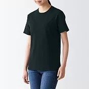 【MUJI 無印良品】女有機棉柔滑圓領短袖T恤 S 黑色