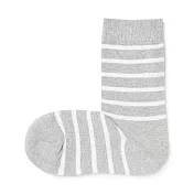 【MUJI 無印良品】女棉混足口柔軟舒適直角襪23-25cm 灰橫紋