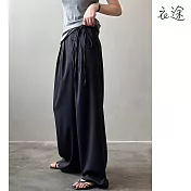 【衣途】高腰垂感直筒休閒褲(KDPY-B692) L 黑色