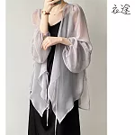 【衣途】寬鬆顯瘦長袖防曬上衣(KDCY-B793) L 淺灰