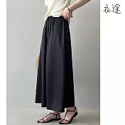 【衣途】法式高腰鬆緊A字裙(KDSY-B726) L 黑色