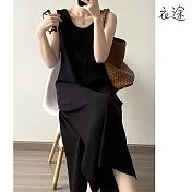 【衣途】百搭寬鬆無袖連身裙洋裝(KDDY-B127) F 黑色
