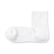 【MUJI 無印良品】男棉混厚織圈絨直角短襪25-27cm 白色