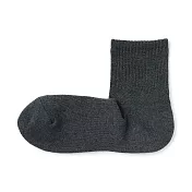 【MUJI 無印良品】男棉混厚織圈絨直角短襪25-27cm 墨灰
