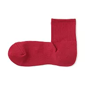 【MUJI 無印良品】男棉混厚織圈絨直角短襪25-27cm 紅色