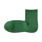 【MUJI 無印良品】男棉混厚織圈絨直角短襪25-27cm 綠色