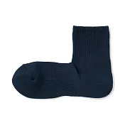 【MUJI 無印良品】男棉混厚織圈絨直角短襪25-27cm 深藍