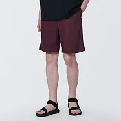 【MUJI 無印良品】男有機棉水洗平織布舒適短褲 XS 暗紅