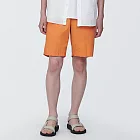 【MUJI 無印良品】男有機棉水洗平織布舒適短褲 M 橘色
