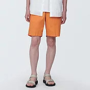 【MUJI 無印良品】男有機棉水洗平織布舒適短褲 M 橘色
