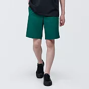 【MUJI 無印良品】男有機棉水洗平織布舒適短褲 XS 深綠