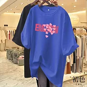 【初色】寬鬆字母愛心印花短袖T恤上衣-共6色-33133(M-2XL可選) 2XL 藍色