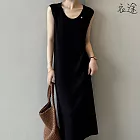 【衣途】韓系氣質修身背心連身裙洋裝(KDDY-P535) F 黑色