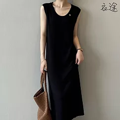 【衣途】韓系氣質修身背心連身裙洋裝(KDDY─P535) F 黑色