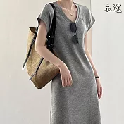 【衣途】韓系慵懶風百搭棉質連身裙洋裝(KDDY-8008) F 灰色